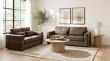 Amador 2-piece Chenille Upholstered Track Arm Sofa Set Chocolate from Ella Furniture