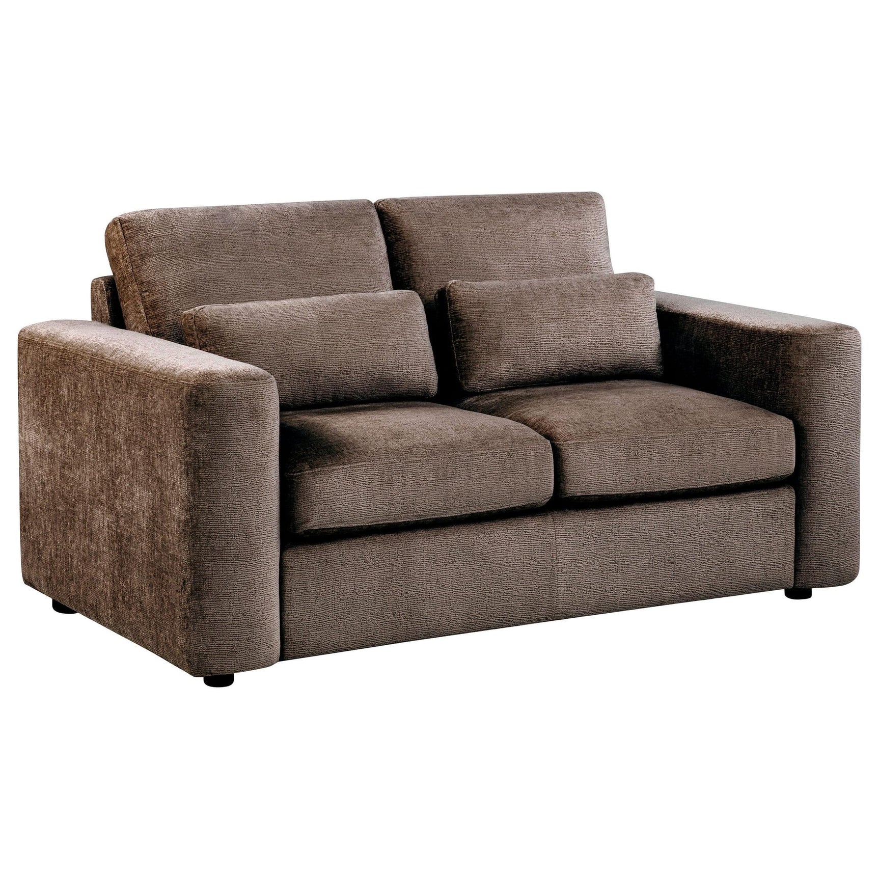 Amador 2-piece Chenille Upholstered Track Arm Sofa Set Chocolate view 5