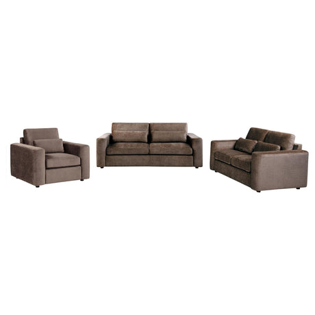 Amador 3-piece Chenille Upholstered Track Arm Sofa Set Chocolate view 2