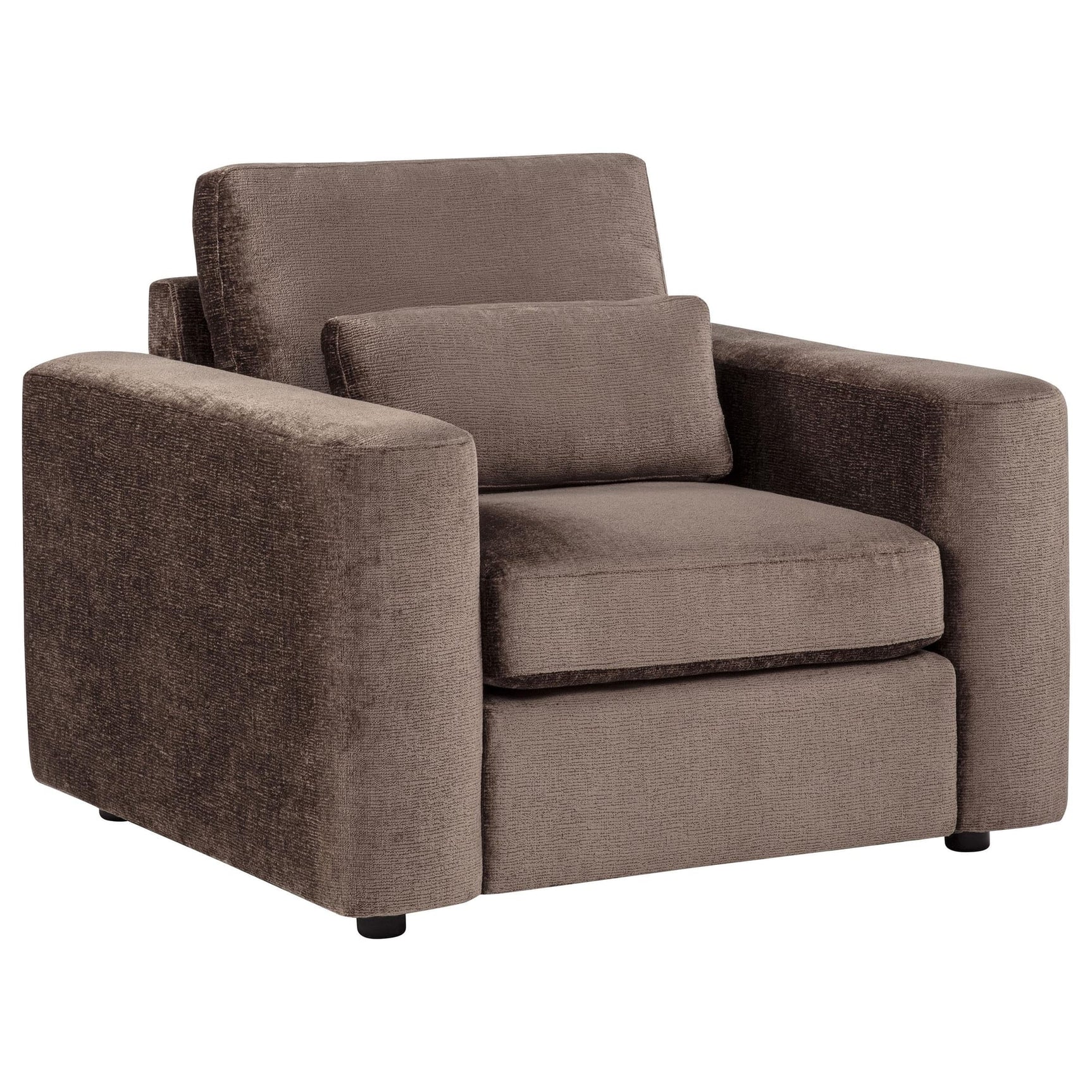 Amador Chenille Upholstered Track Arm Accent Chair Chocolate from Ella Furniture