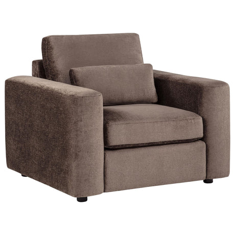 Amador Chenille Upholstered Track Arm Accent Chair Chocolate from Ella Furniture