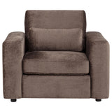 Amador Chenille Upholstered Track Arm Accent Chair Chocolate view 3