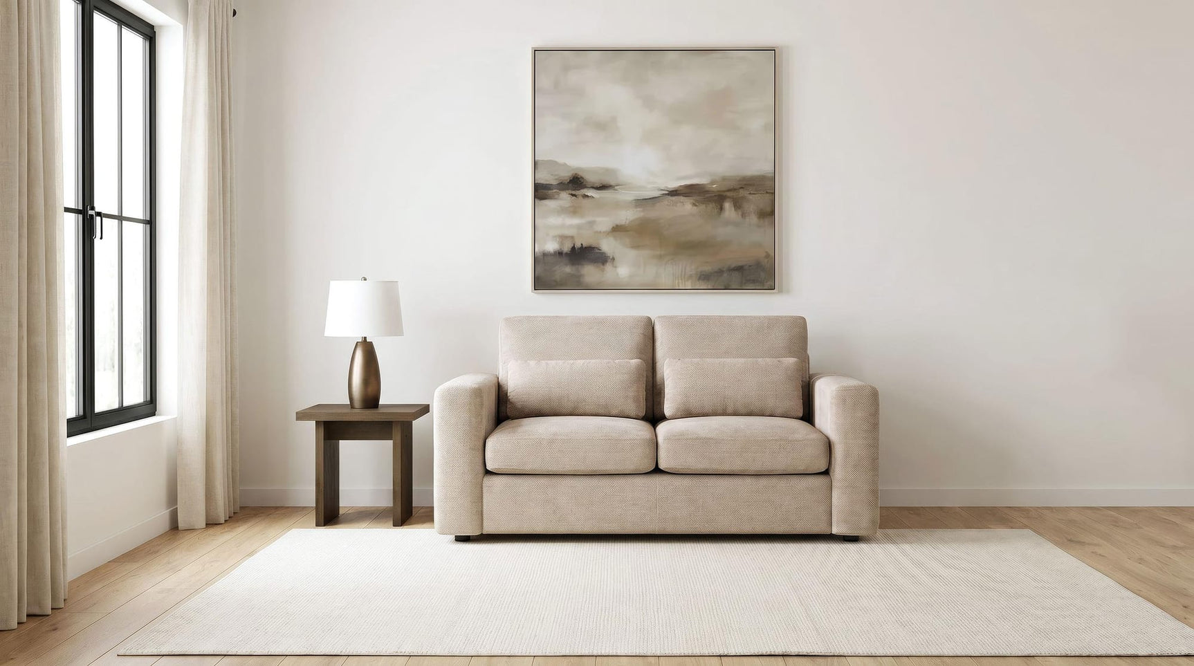 Amador Chenille Upholstered Track Arm Loveseat Camel view 2
