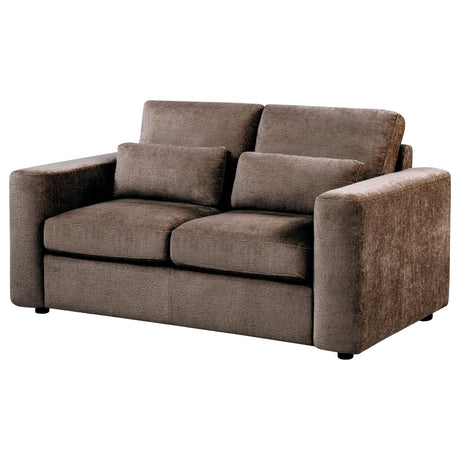 Amador Chenille Upholstered Track Arm Loveseat Chocolate view 4