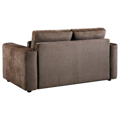Amador Chenille Upholstered Track Arm Loveseat Chocolate view 6