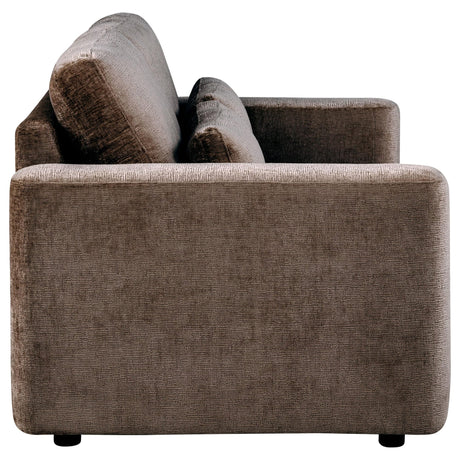 Amador Chenille Upholstered Track Arm Loveseat Chocolate view 8