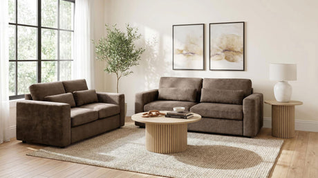 Amador Chenille Upholstered Track Arm Loveseat Chocolate view 11