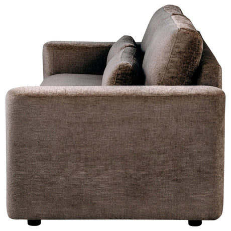 Amador Chenille Upholstered Track Arm Sofa Chocolate view 5