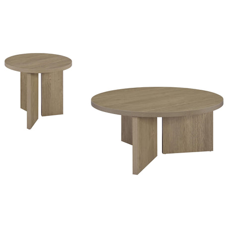 Aragon 2-Piece Round Coffee and End Table Set Latte view 2