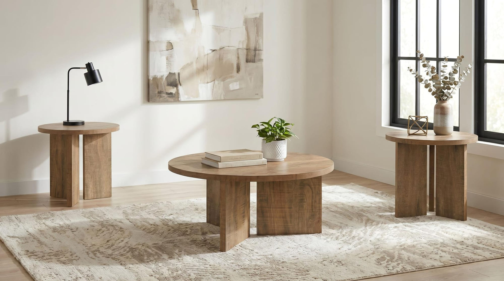 Aragon 3-Piece Round Coffee and End Table Set Mango from Ella Furniture