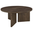 Aragon Round Panel Base Coffee Table Dark Rustic Mango from Ella Furniture