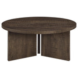 Aragon Round Panel Base Coffee Table Dark Rustic Mango view 3