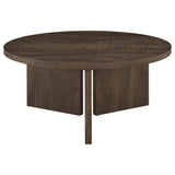Aragon Round Panel Base Coffee Table Dark Rustic Mango view 5