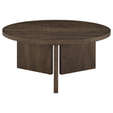 Aragon Round Panel Base Coffee Table Dark Rustic Mango view 6