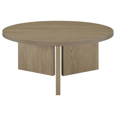 Aragon Round Panel Base Coffee Table Latte view 6
