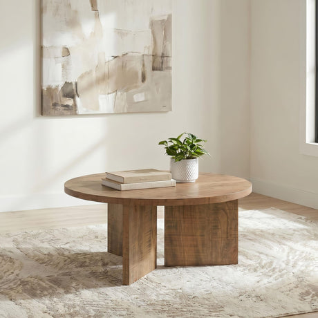 Aragon Round Panel Base Coffee Table Mango view 2