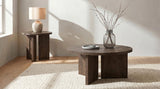 Aragon Round Panel Base End Table Dark Rustic Mango view 9