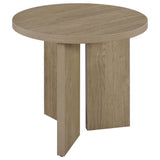 Aragon Round Panel Base End Table Latte from Ella Furniture