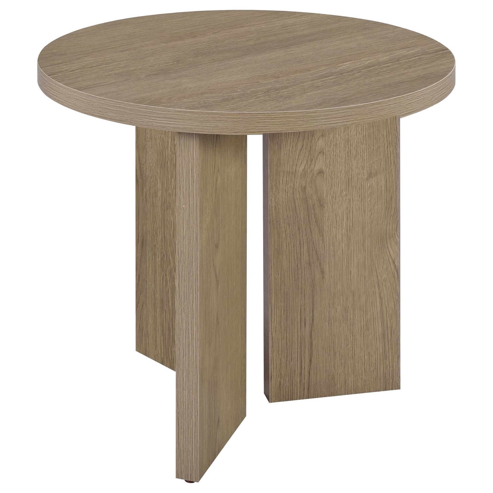 Aragon Round Panel Base End Table Latte from Ella Furniture