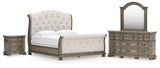 Ardenfield Light Brown Upholstered Sleigh Bedroom Set view 2