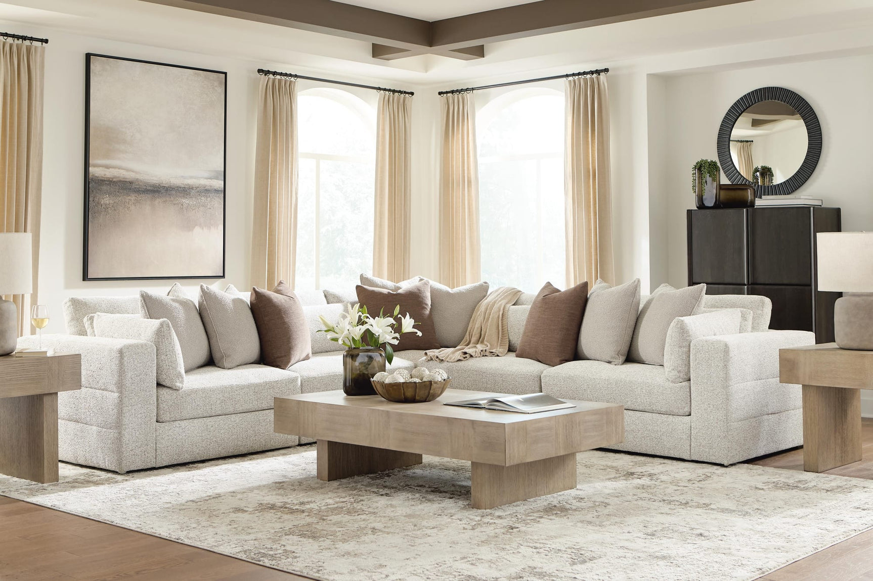 Ashbourne Estate Snowstone 5-Piece Sectional view 2