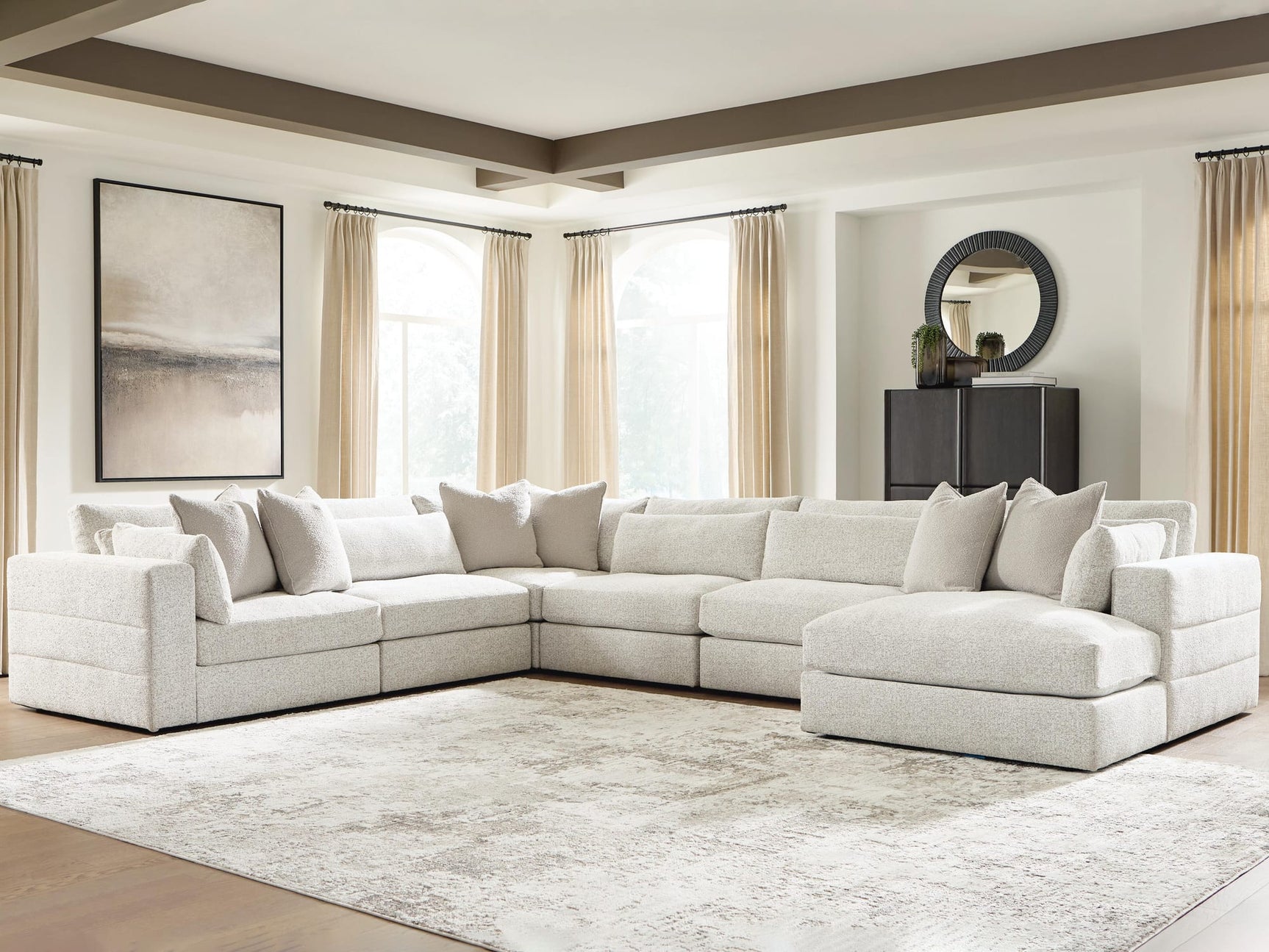 Ashbourne Estate Snowstone 6-Piece Sectional with Chaise view 3