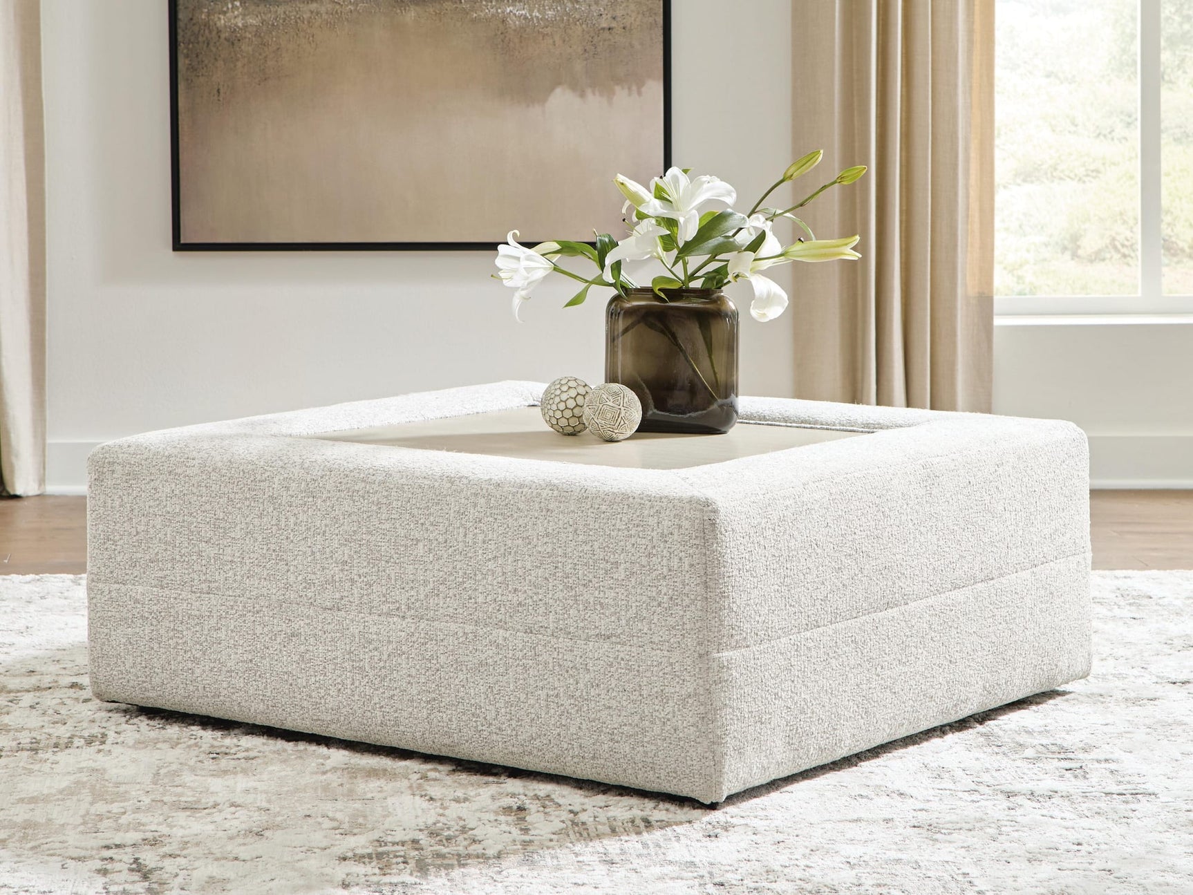 Ashbourne Estate Snowstone Chenille Oversized Accent Ottoman from Ella Furniture