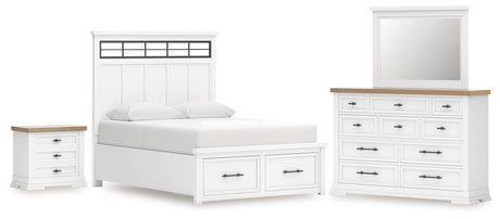 Ashbryn White/Natural Panel Storage Bedroom Set from Ella Furniture