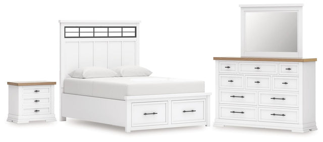 Ashbryn White/Natural Panel Storage Bedroom Set from Ella Furniture