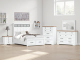 Ashbryn White/Natural Panel Storage Bedroom Set Queen 4: Bed, Dresser, Mirror, Chest from Ella Furniture