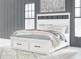 Ashbryn White/Natural Panel Storage Bedroom Set King 3: Bed, Dresser, Mirror from Ella Furniture