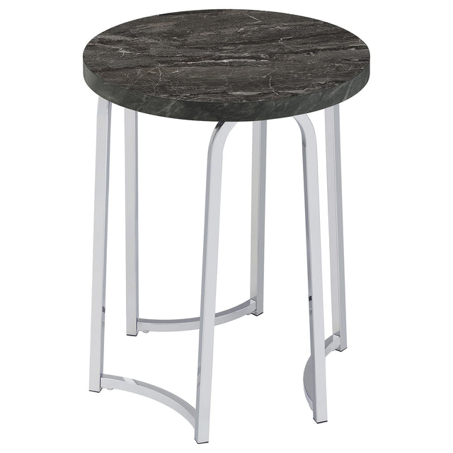 Barcelo Round Faux Marble Top Metal Side Table Grey from Ella Furniture