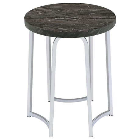 Barcelo Round Faux Marble Top Metal Side Table Grey view 2