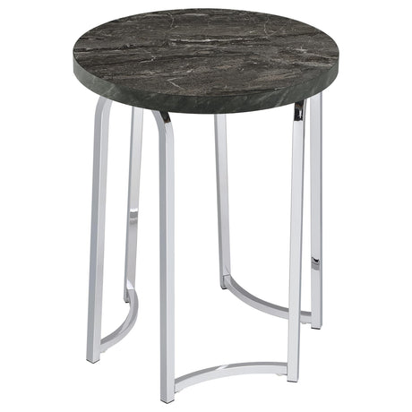 Barcelo Round Faux Marble Top Metal Side Table Grey view 4
