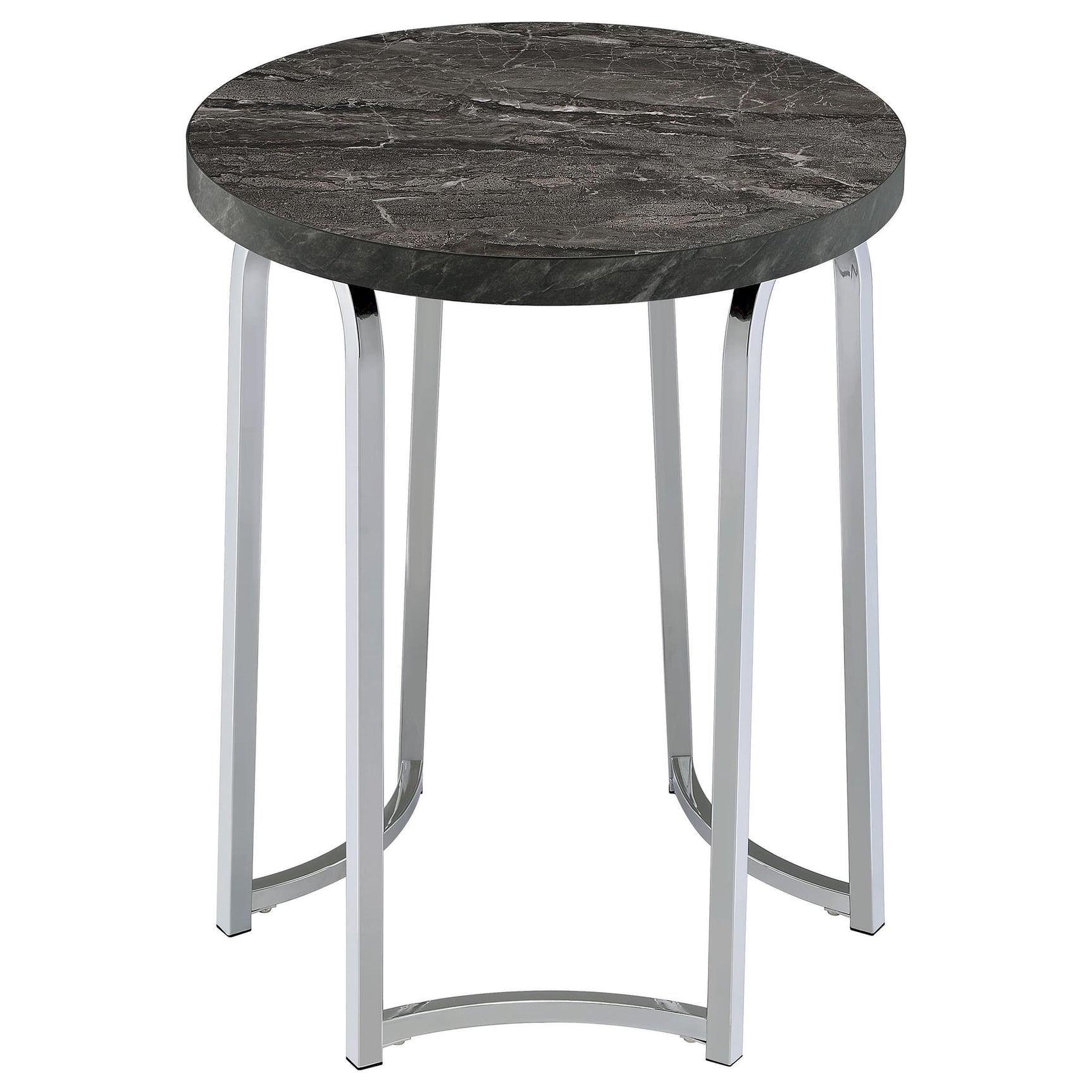 Barcelo Round Faux Marble Top Metal Side Table Grey view 5