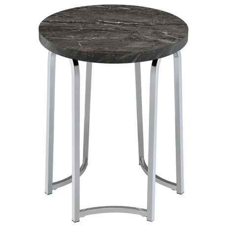Barcelo Round Faux Marble Top Metal Side Table Grey view 5