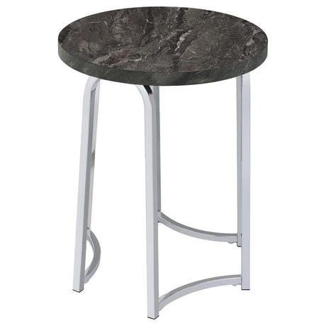 Barcelo Round Faux Marble Top Metal Side Table Grey view 6