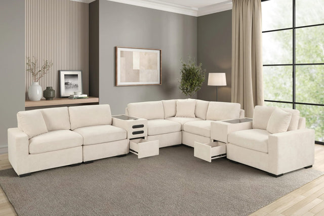 Barista Beige 8-Piece Modular Sectional Set w Bluetooth Speaker from Ella Furniture