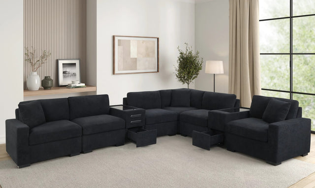 Barista Black 8-Piece Modular Sectional Set w Bluetooth Speaker from Ella Furniture