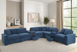 Barista Blue 8-Piece Modular Sectional Set w Bluetooth Speaker from Ella Furniture