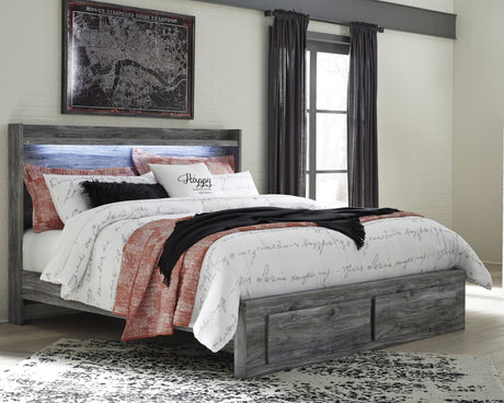 Baystorm Gray Panel Bedroom Set King 4: Bed, Dresser, Mirror, NightStand from Ella Furniture