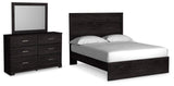 Belachime Charcoal Panel Bedroom Set Queen 3: Bed, Dresser, Mirror from Ella Furniture