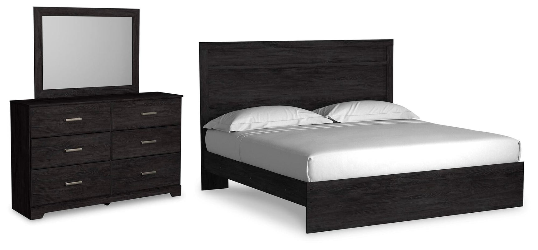 Belachime Charcoal Panel Bedroom Set King 3: Bed, Dresser, Mirror from Ella Furniture