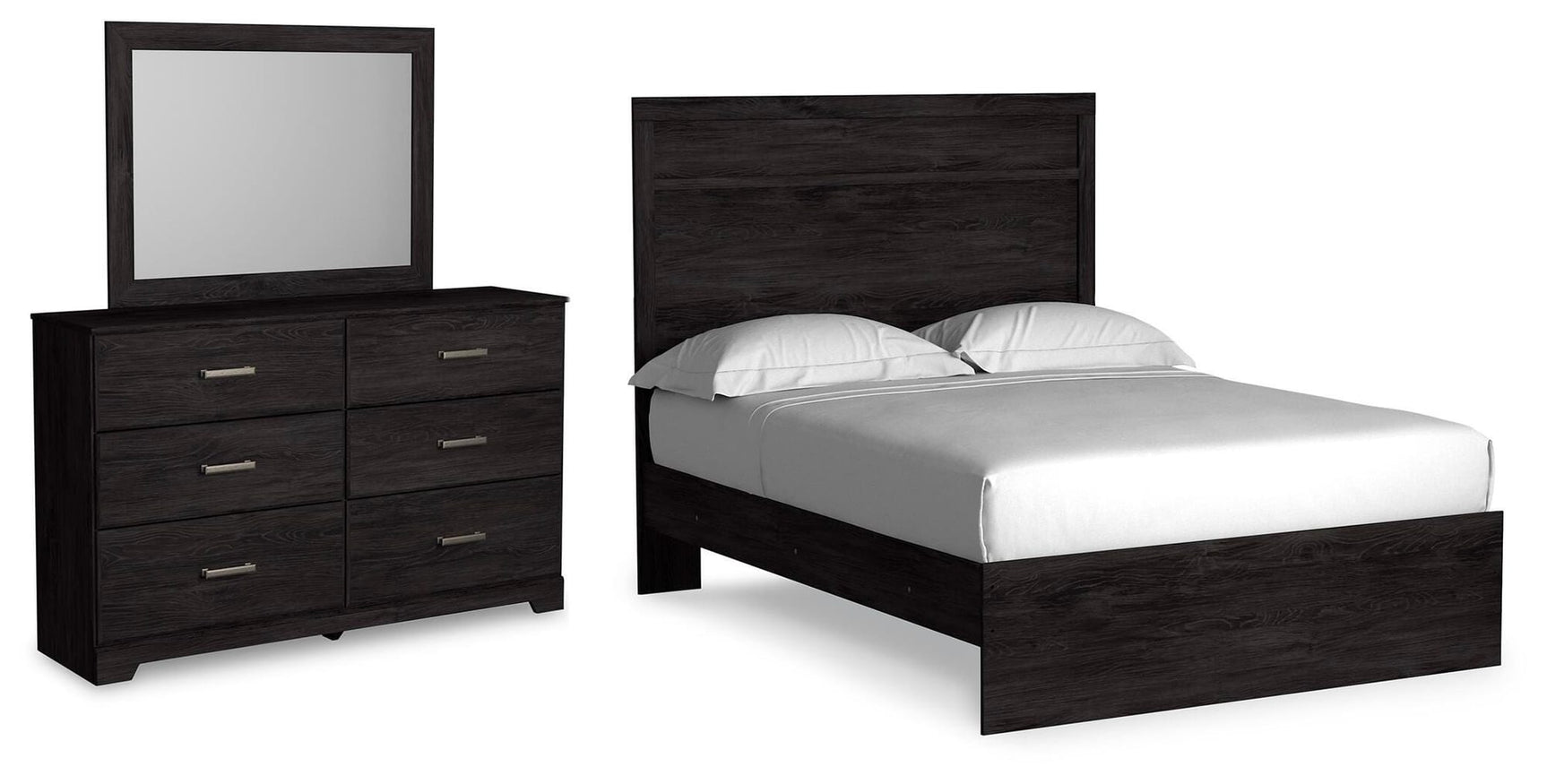 Belachime Charcoal Panel Bedroom Set Full 3: Bed, Dresser, Mirror from Ella Furniture