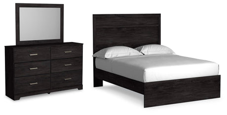 Belachime Charcoal Panel Bedroom Set Full 3: Bed, Dresser, Mirror from Ella Furniture
