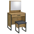 Bettin Vanity Set with Sliding Mirror and Stool Golden Oak from Ella Furniture