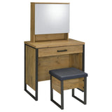 Bettin Vanity Set with Sliding Mirror and Stool Golden Oak from Ella Furniture