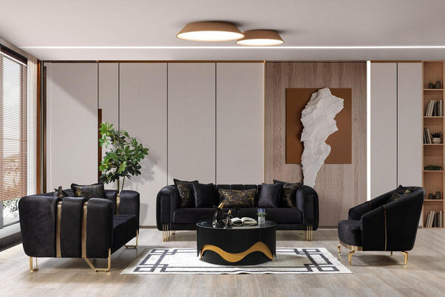 Ella Black Velvet Sofa & Loveseat - Ella Furniture