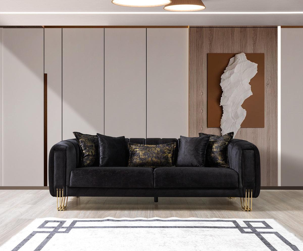Ella Black Velvet Sofa & Loveseat - Ella Furniture