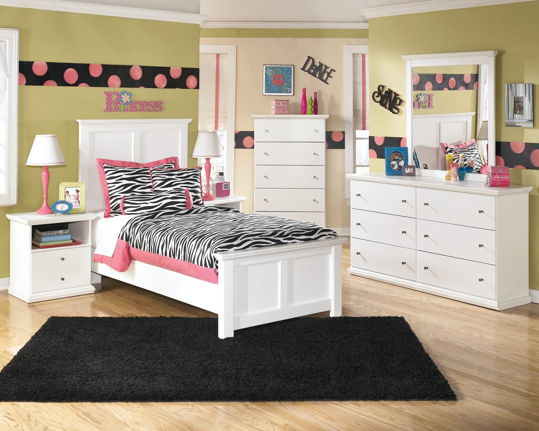Bostwick Shoals White Panel Bedroom Set King 3: Bed, Dresser, Mirror from Ella Furniture
